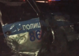Трое полицейских на служебном авто влетели в ограждение в Шымкенте (ВИДЕО)