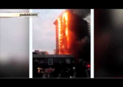 В Китае во всю высоту горит 26-этажное здание (ВИДЕО)