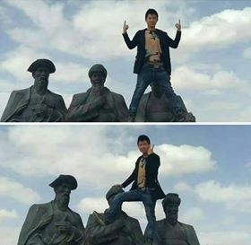 Фотография китайского туриста "верхом" на памятнике казахских биев возмутила пользователей соцсетей 