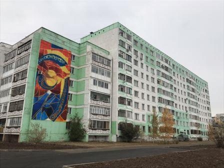 В Кокшетау многоэтажки украсили стрит-арт композиции