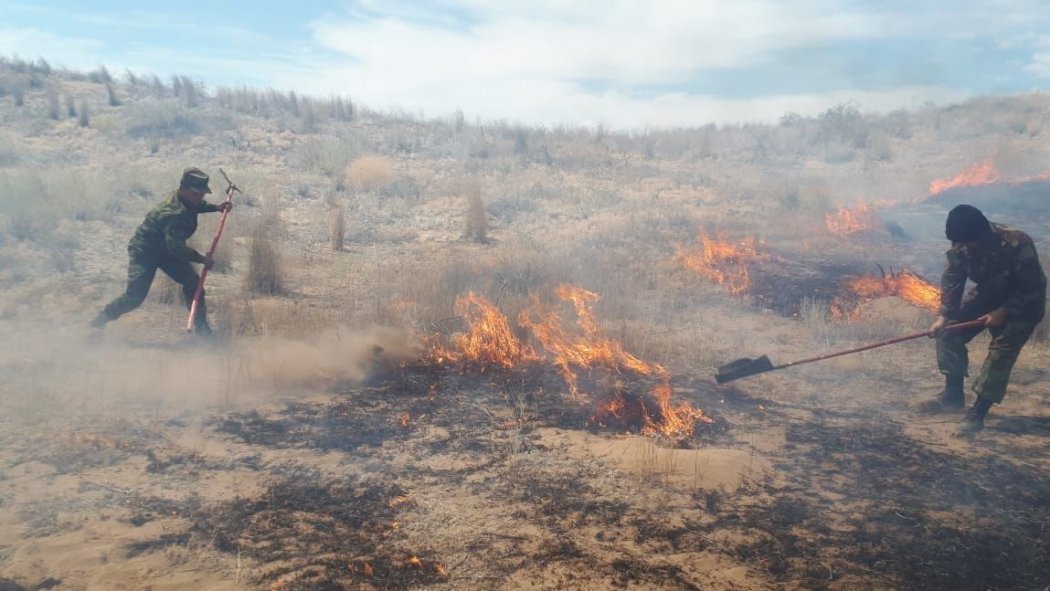 Четвертые сутки тушат пожар в Жамбылской области 