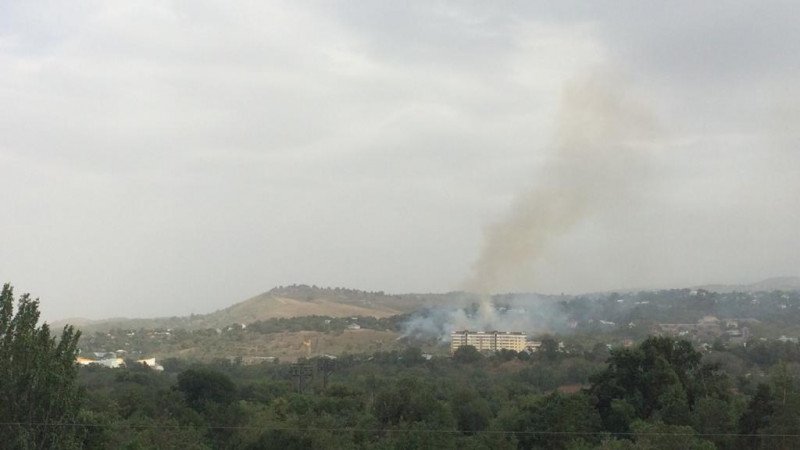 Пожар произошел в горах Алматы