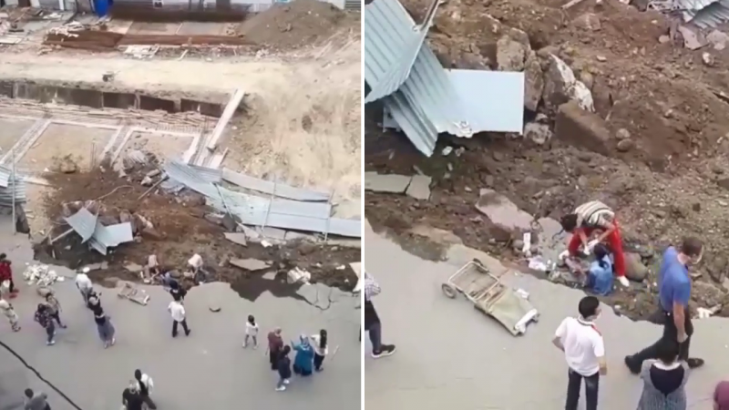 Мужчина пострадал из-за обвала котлована на стройке в Алматы