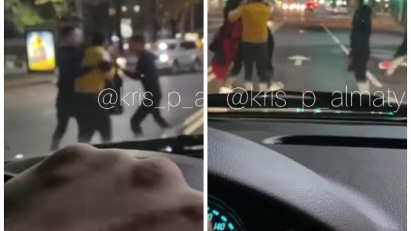 Видео массовой драки в центре Алматы появилось в Сети