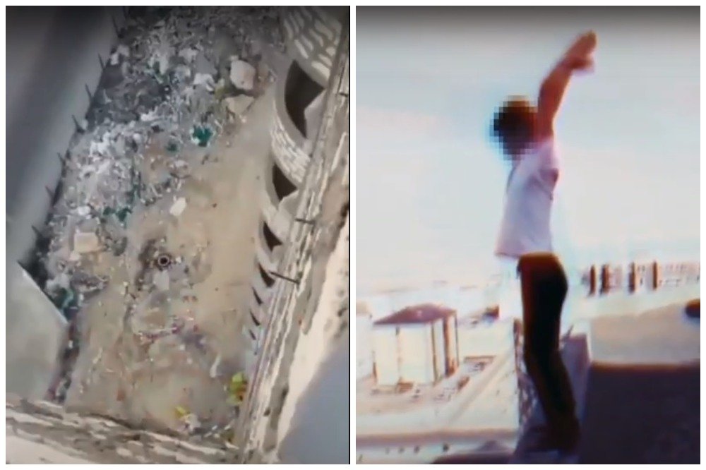 В Сети появилось видео с подростком из Актау, исполняющим опасный трюк на крыше многоэтажки