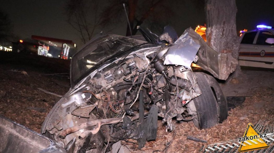 Снес деревья: водитель попал в реанимацию после аварии в Алматы 