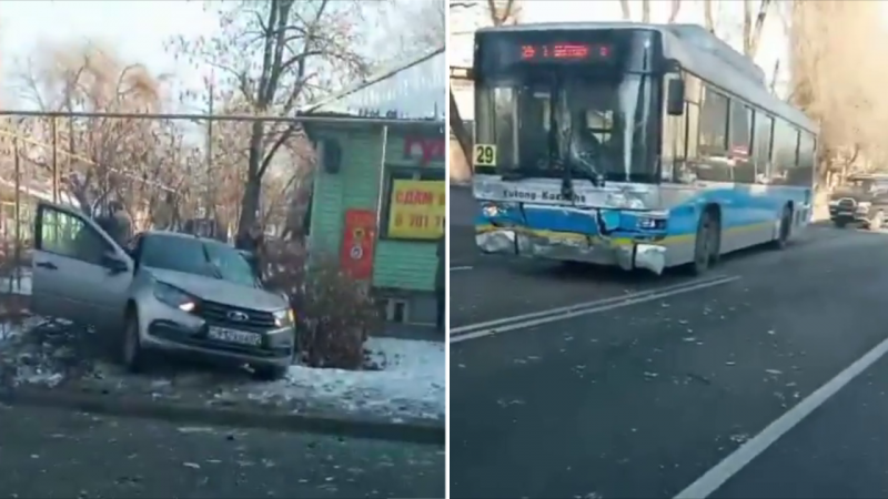 ДТП с участием автобуса в Алматы: пострадали шесть человек