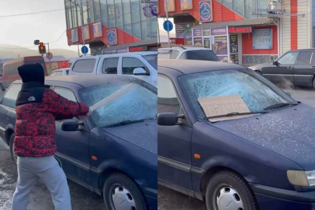 Ради лайков: парень разбил стекло чужого авто в Алматинской области 