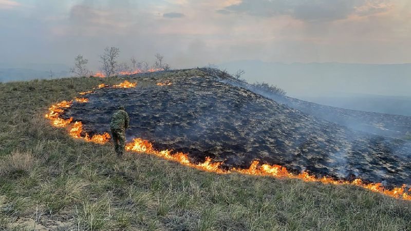 Два крупных пожара разгорелись в природных парках ВКО