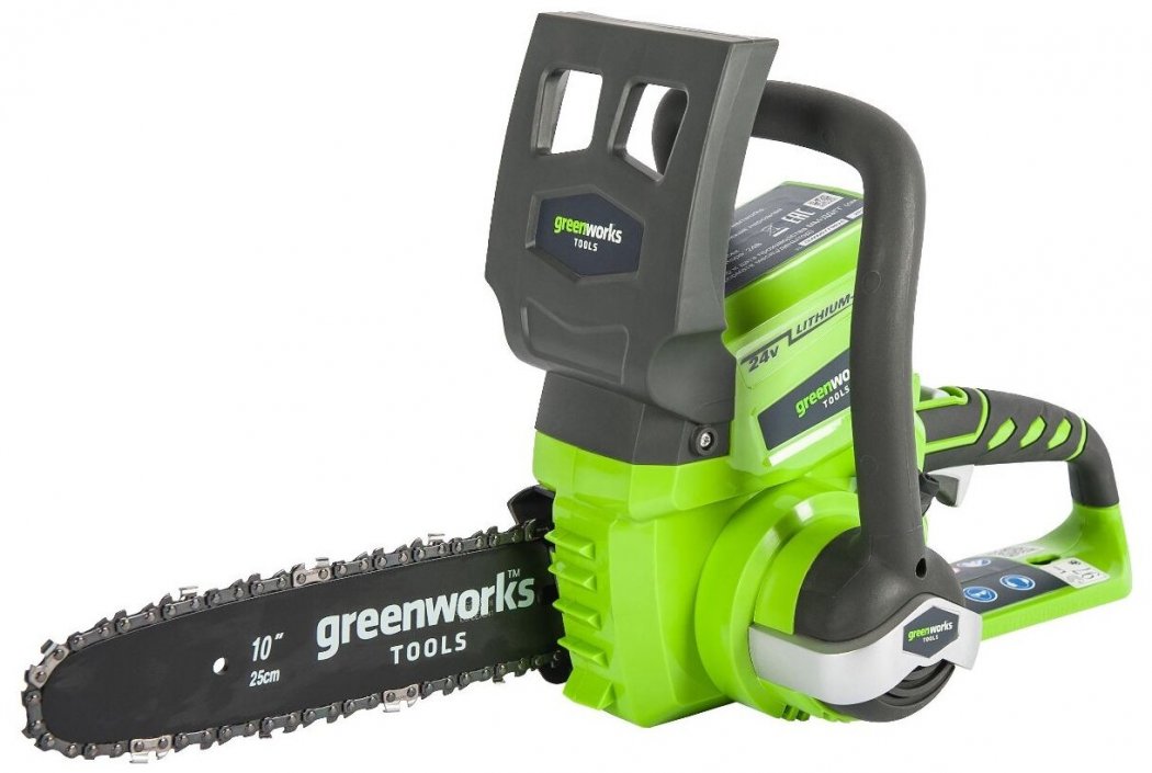 Greenworks представляет новинку – компактную, легкую и мощную аккумуляторную пилу G24CS25 24В с шиной 25 см 